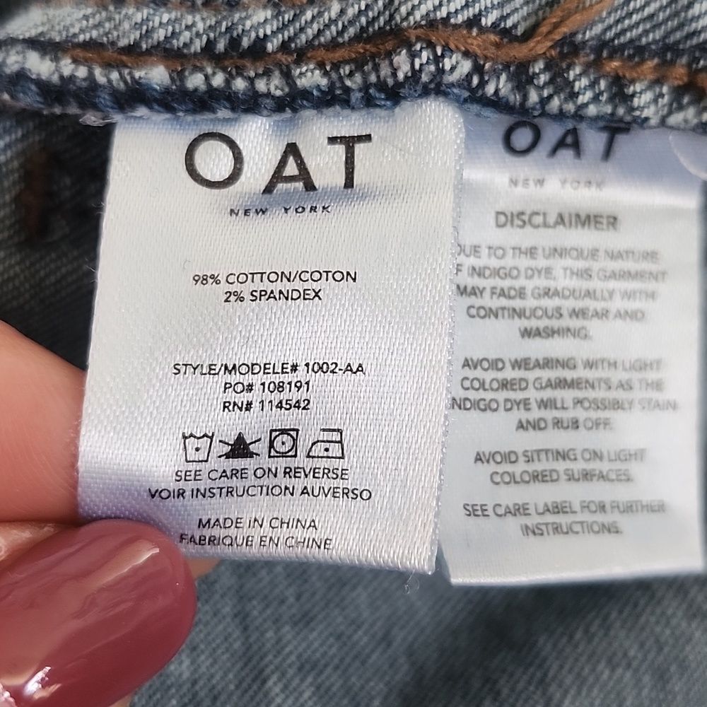 OAT New York High Rise Button Fly Wide Leg Jeans, Dark Blue Wash, 32 - Picture 6 of 11